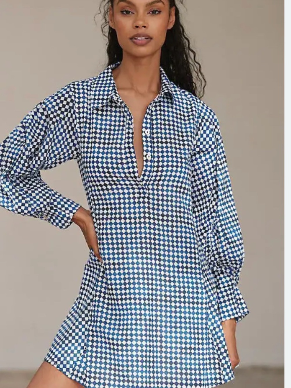 Ro's Garden Chloe Long Sleeve Dress Blue Diamond SMALL